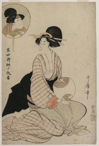 An Attractive Woman Who Looks Like the Actor Iwai Hanshiro V by Kitagawa Utamaro