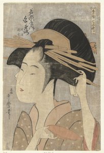 Bust Portrait of the Courtesan Shiratsuya from the Wakanaya House (De Zeven Komachi uit de Lusthuizen) by Kitagawa Utamaro