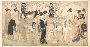 Display of Treasures at Mimeguri Shrine by Kitagawa Utamaro