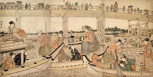 Fishing Boats with Nets under Ryogoku Bridge by Kitagawa Utamaro