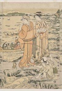 Fishing on the Chopping Board Rock at Enoshima by Kitagawa Utamaro