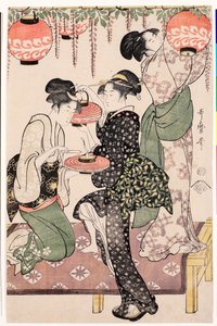 Teahouse Girls Under a Wisteria Espalier by Kitagawa Utamaro