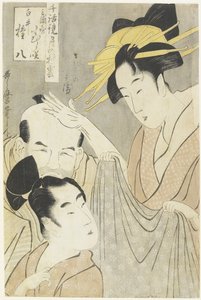 Komurasaki of the Muuraya House, Shirai Gonpachi and Viperous Jihe_ by Kitagawa Utamaro