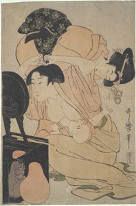 Mother with Nursing Baby and Attendant by Kitagawa Utamaro