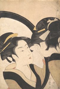 Naniwa Okita Admiring Herself in a Mirror, ca. 1790-95