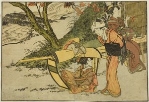 Outing to View Maples in Autumn, from the illustrated book "Picture Book: Flowers of the Four Seasons," vol. 2