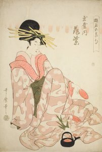 The Courtesan Hanamurasaki of the Tamaya, from the series "Courtesans of the Five Festivals" by Kitagawa Utamaro
