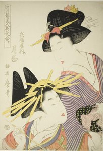 Tsukioka of the Hyogoya, from the series "Seiro Bijin Meika Awase"