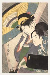 Two Women Under an Umbrella