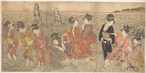 Women Worshipping the Rising Sun between the Twin Rocks at Ise
