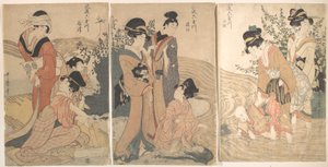 Women and Children on the Banks of a Stream by Kitagawa Utamaro