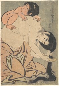 Yamauba Combing Her Hair with Kintarō by Kitagawa Utamaro
