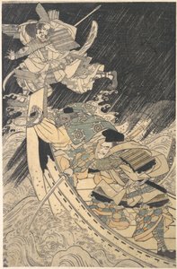 Minamoto Yoshitsune and His Retainer, the Monk Benkei..., late 18th century by Kitao Masayoshi