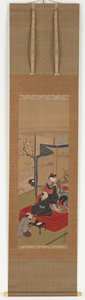 A courtesan helping a man to dress, Edo period by Kitao Shigemasa