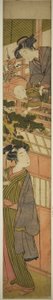 Women Holding Boy who is Reaching Out to Young Man Below by Kitao Shigemasa