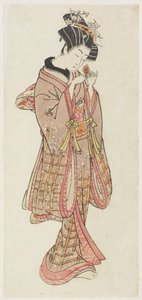 Young Woman Examining a Ground Cherry, late 18th century by Kitao Shigemasa