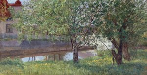 Canal section with house and trees