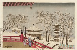 The Sensoji Temple in the Snow by Kiyochika Kobayashi