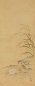 Quail and Millet, late 17th century by Kiyohara Yukinobu