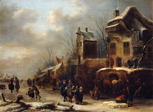 Skating Rink on a River by Klaes Molenaer