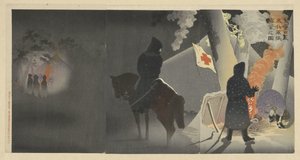 Braving the Cold, Our Troops Set Up Camp at Yingkou by Kobayashi Kiyochika