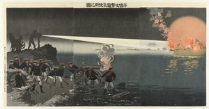 Using an Electric Searchlight in the Attack on Pyongyang by Kobayashi Kiyochika