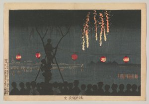 Fireworks at Ikenohata by Kobayashi Kiyochika
