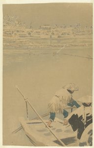 Twilight Snow at Matsuchiyama (New Views of Famous Places in Tokyo series) by Kobayashi Kiyochika