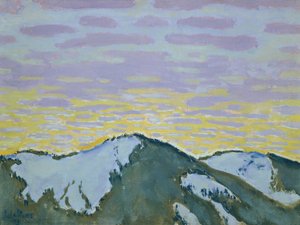 Snow-Covered Mountain Peaks at Dusk