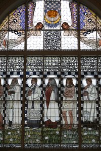 Stained glass of the Am Steinhof church, Vienna, Austria by Koloman Moser