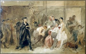 Behind the Curtain in the Serf Theatre - Work by Konstantin Alexandrovich Trutovsky (Watercolour on Paper)