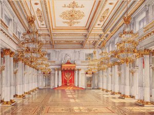 The George Hall, Great Throne Hall, of the Winter Palace in St Petersburg by Konstantin Andreyevich Ukhtomsky