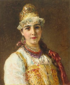 Portrait of a Boyar Woman in Traditional Dress
