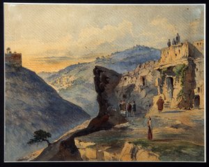 The Valley of Josaphat, the Mount of Olives, Siloam Village by Konstantin Karlovich Gerz