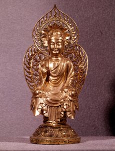 Coreen Art: Buddha statuette in gold. Silla period, 8th-10th century