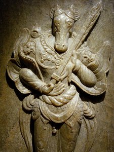 Grave ornament, zodiac horse on agalmatolite, 8th century under the period of the Northern and Southern Kingdoms, Korea. Photography, Seoul National Museum, Republic of Korea