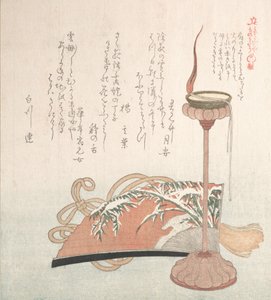 Candle-Stand and Fan by Kubo Shunman