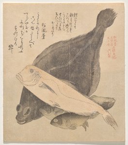 Flounder, Tilefish, and Three Crucian Carp, from the Series Tosa Diary (Tosa Nikki)