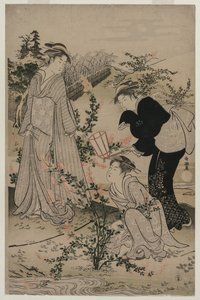 Women Cutting Branches of Bush Clover; The Noji Tama River in Omi Province, from an untitled series of the Six Tama Rivers by Kubo Shunman