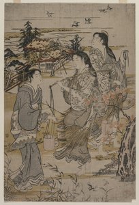 Women with Salt Pails; The Noda Tama River in Mutsu Province, from an untitled series of the Six Tama Rivers by Kubo Shunman