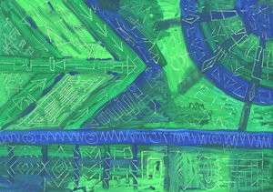 Abstract Green Blue Patterns by Kulik