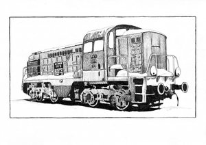 Classic Diesel Train Drawing
