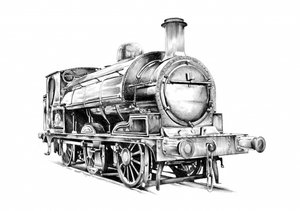 Classic Steam Engine Drawing