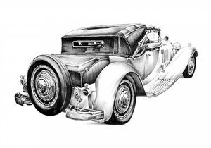 Elegant Vintage Car Drawing