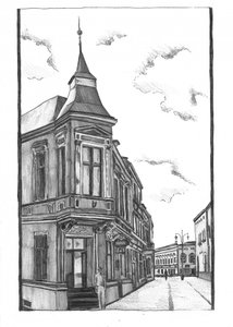 Historic Corner Building Drawing