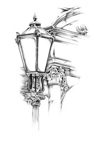 Ornate Street Lamp Sketch