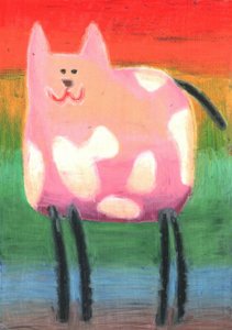 Whimsical Pink Cat
