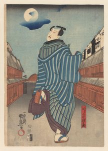 Tokubei running through a street by Kunimori