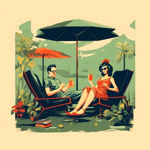 3 Friends Relaxing in the Garden with One or Two Drinks 4