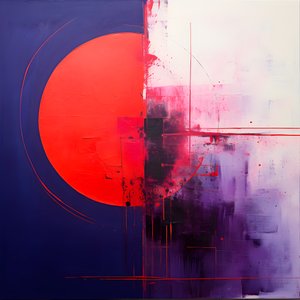 Abstract Painting of a Purple Circle and a Red Circle 1 by Kurt Heppke